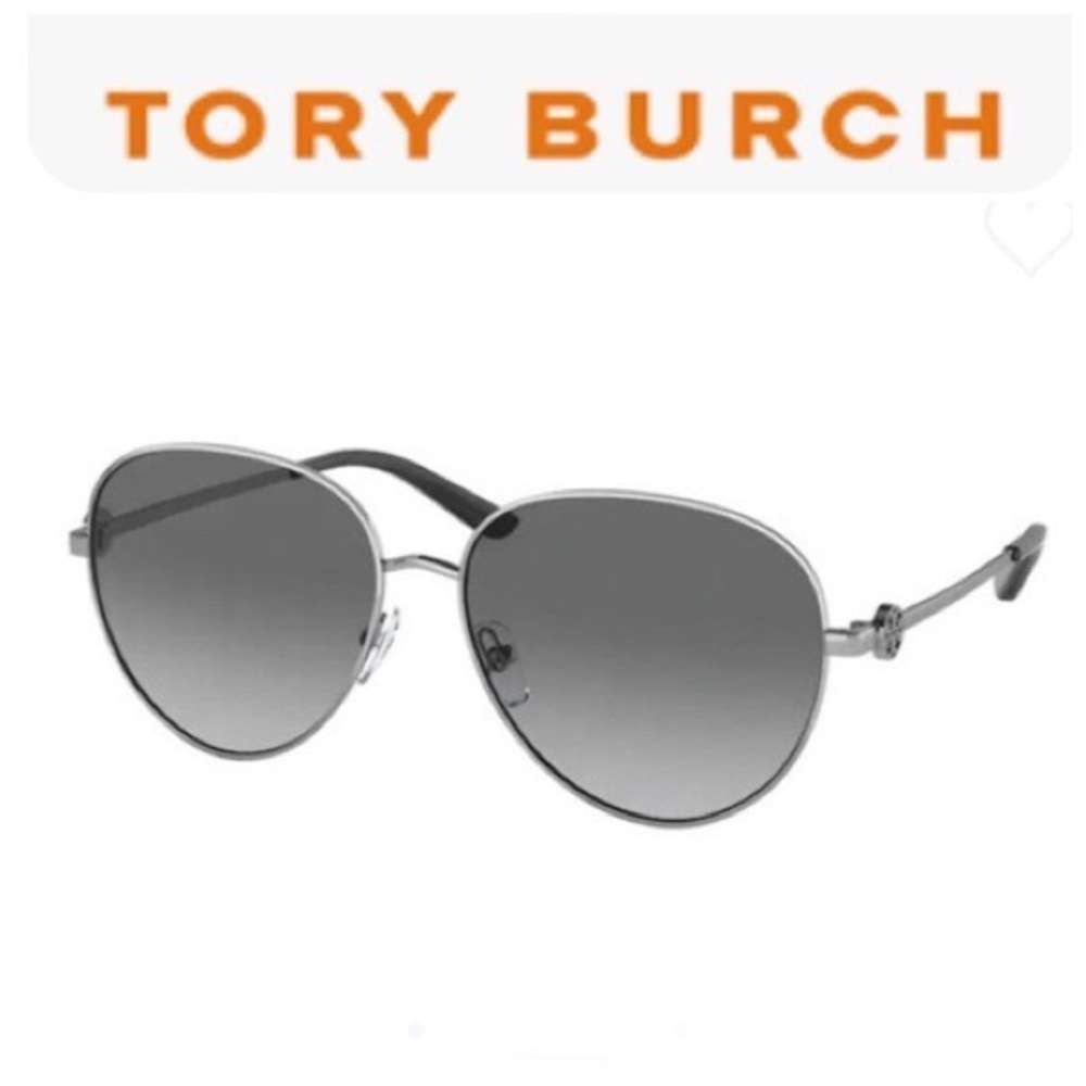 Nwot TORY BURCH SILVER/LIGHT GREY SUNGLASSES with case